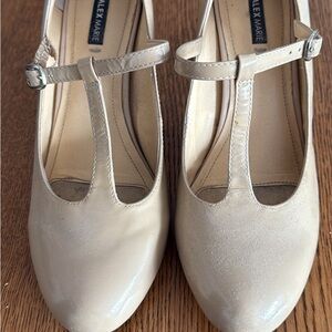 Alex Marie Women's Beige T-Strap Heels